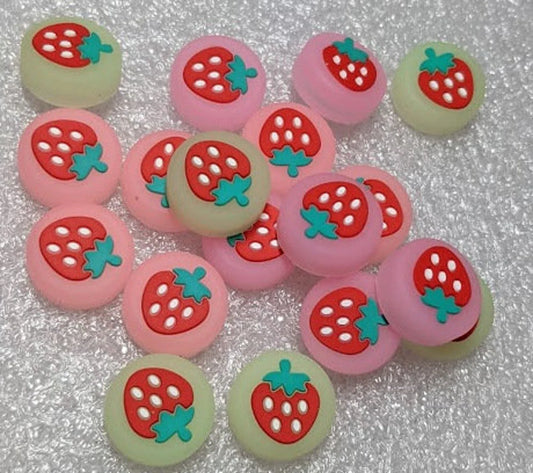 Bright Glow-in-the-Dark Strawberry Thumb Grips for Nintendo Switch/Lite/Oled