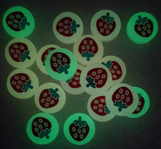 Bright Glow-in-the-Dark Strawberry Thumb Grips for Nintendo Switch/Lite/Oled