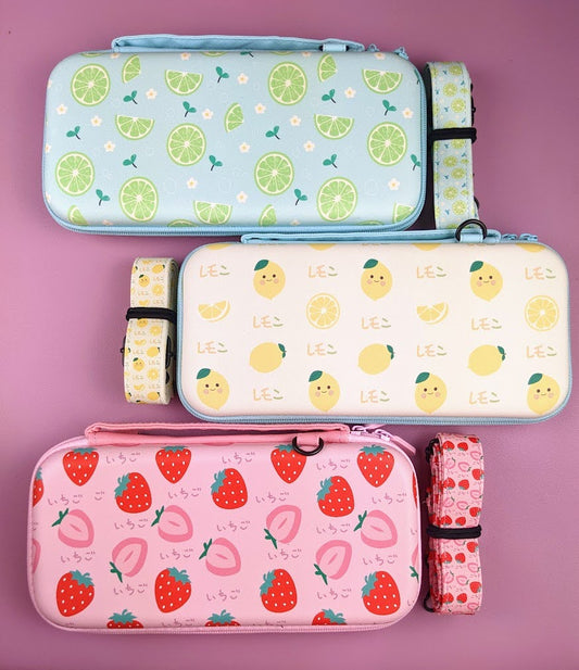 Green Lemon Patterns Portable Carrying Case