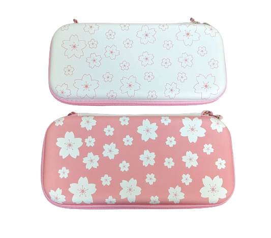 Nintendo Switch Classic and Oled Case - Double Sided Pink and White Sakura Cherry Blossom Carrying Case