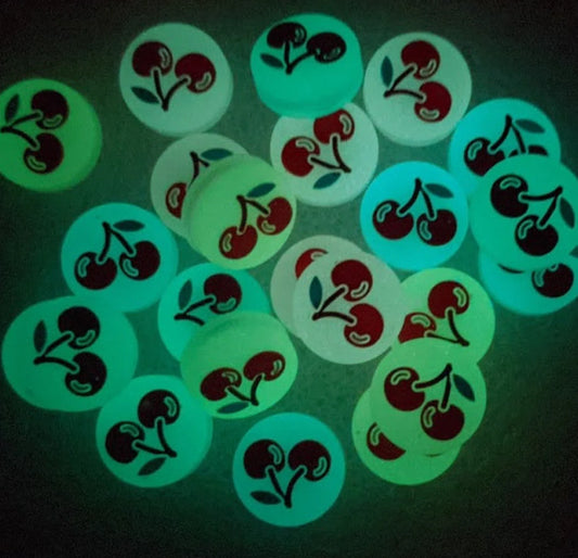 Bright Glow-in-the-Dark Cherry Animal Crossing Thumb Grips for Nintendo Switch/Lite/Oled