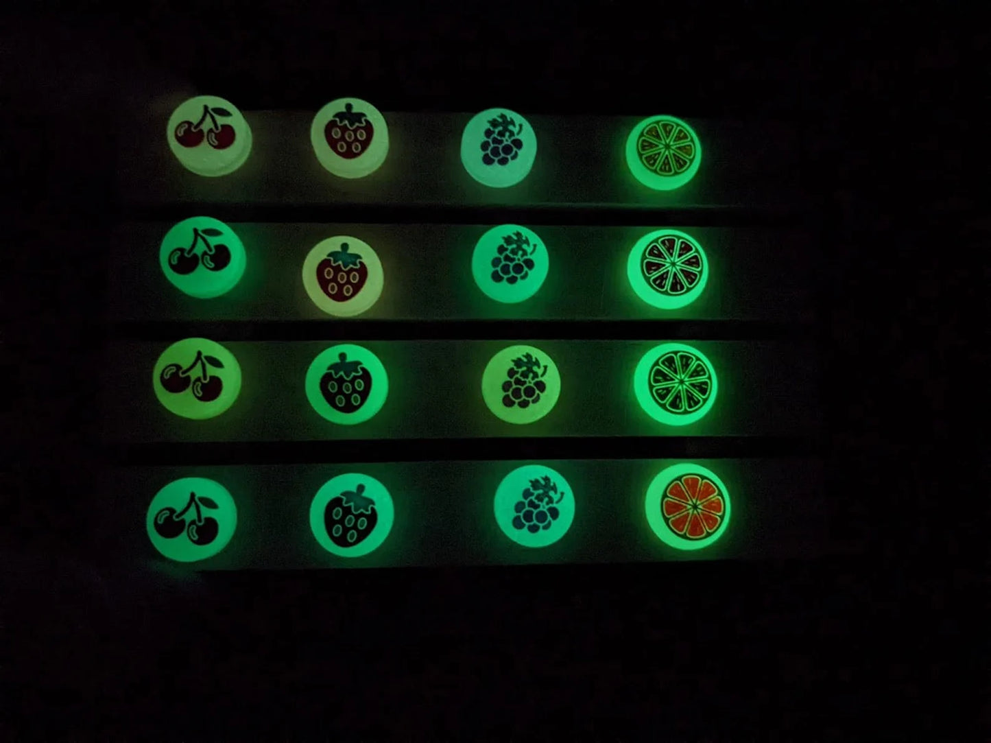 Bright Glow-in-the-Dark Strawberry Thumb Grips for Nintendo Switch/Lite/Oled