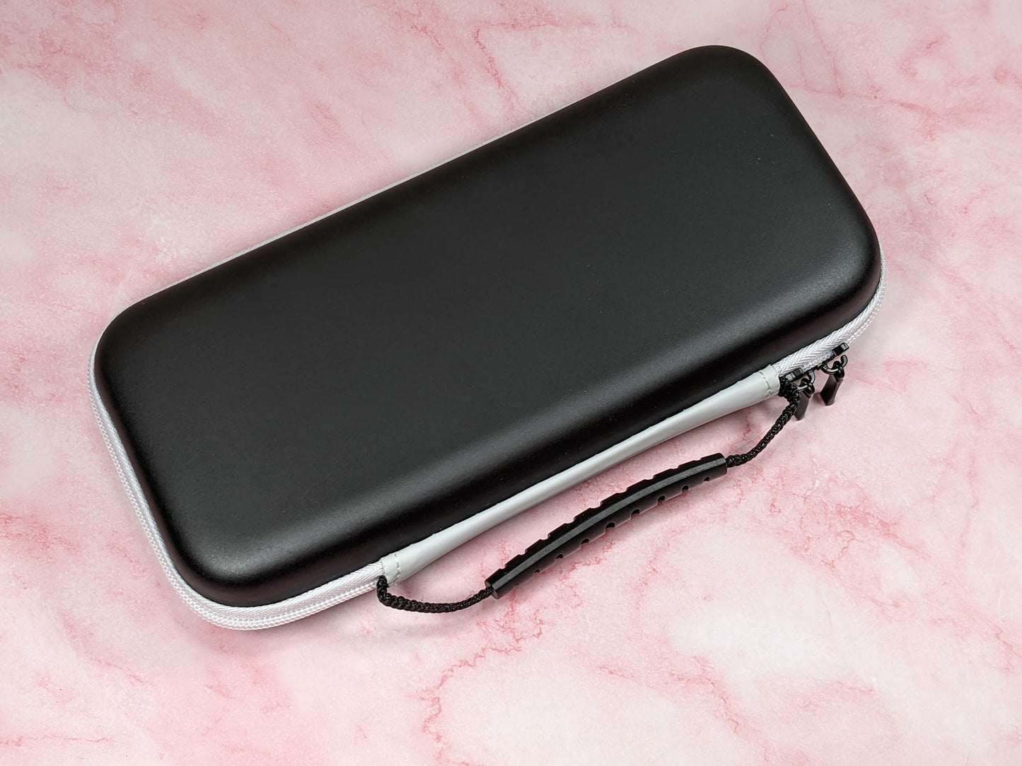 Nintendo Switch Oled Case - Beautiful Black Matte Finish with White Zipper Sturdy Handle
