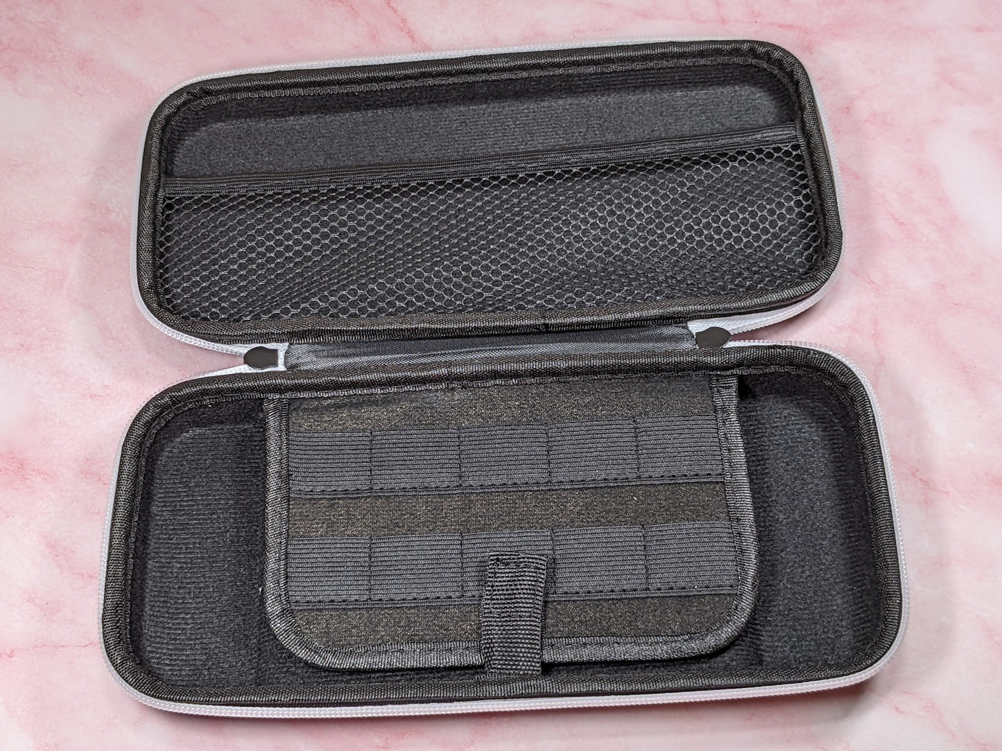 Nintendo Switch Oled Case - Beautiful Black Matte Finish with White Zipper Sturdy Handle