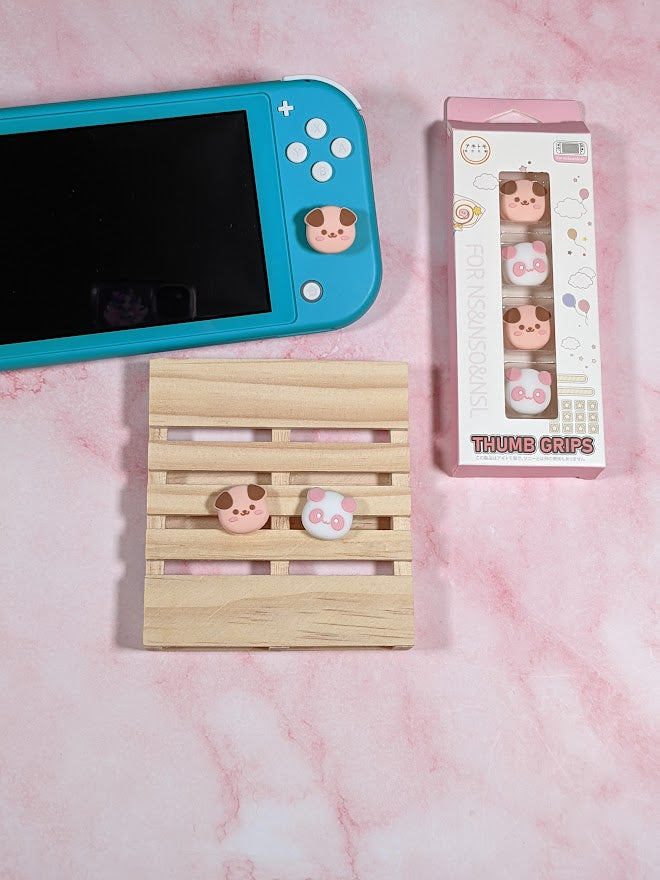 Chubby Puppy and Pink Panda Thumb Grips for the Nintendo Switch/Lite/Oled