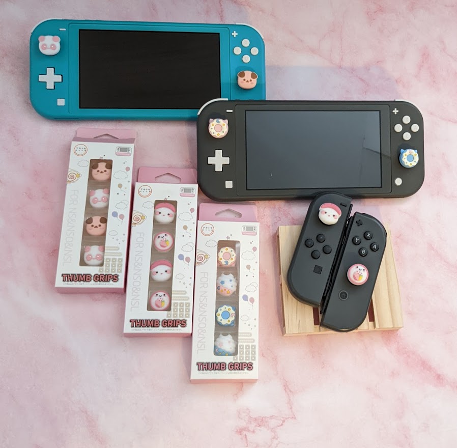 Chubby Puppy and Pink Panda Thumb Grips for the Nintendo Switch/Lite/Oled