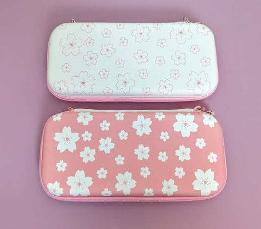 Double Sided Pink and White Sakura Cherry Blossom Carrying Case