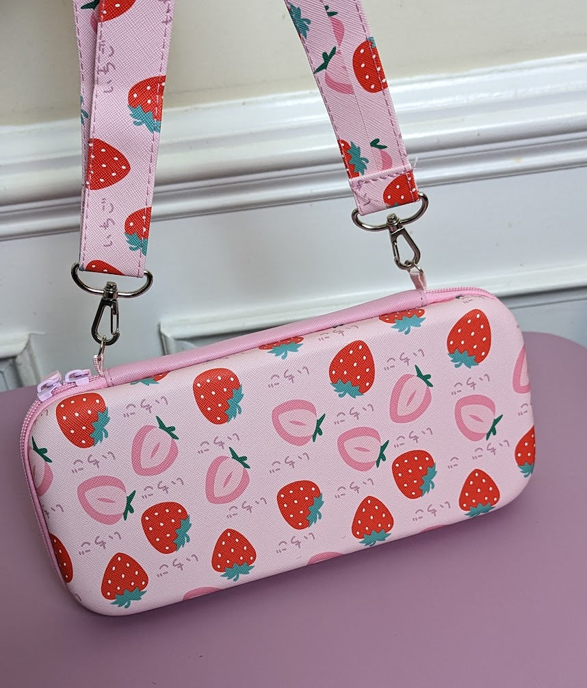 Nintendo Switch Classic and Oled Case - Adorable Kawaii Strawberry Carrying Case